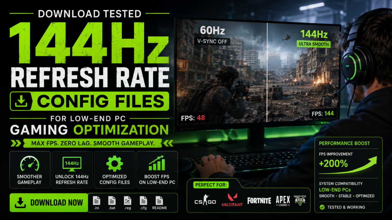 Download Tested 144Hz Refresh Rate Config Files for Low-End PC Gaming Optimization